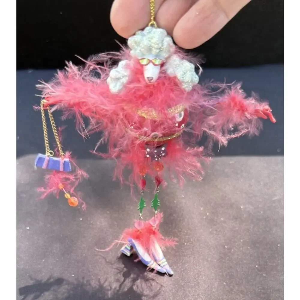 Vintage Katherines Collection Dangle Leg Poodle Dog Christmas Ornament Rare! K2